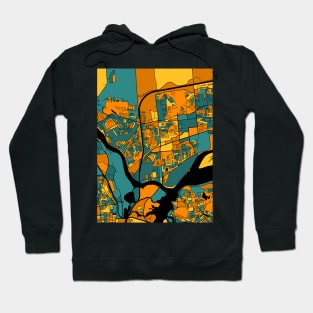 Gatineau Map Pattern in Orange & Teal Hoodie